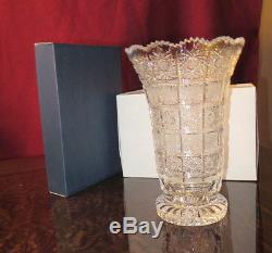 Large Gorgeous Czech Bohemian Hand Cut Crystal Glass Vase Brand New! Ev