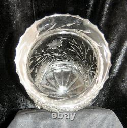 Large Hand Cut Lead Crystal Vase 10 Vintage