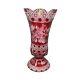 Large Heavy Signed Meissen Ruby Red Cut To Clear Roses Crystal Meissner Vase 16