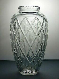 Large Lovely Heavy Lead Crystal Cut Glass Vase 13(32.5 Cm) Tall