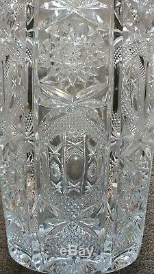 Large Old Rare Vintage European Large Hand-Cut Heavy Crystal Vase Excellent