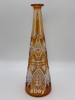 Large Orange Cut Crystal Decanter Vase Carafe Baccarat St. Louis