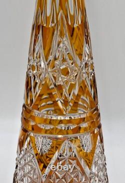 Large Orange Cut Crystal Decanter Vase Carafe Baccarat St. Louis