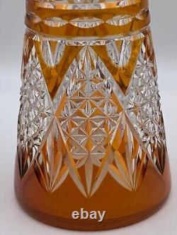 Large Orange Cut Crystal Decanter Vase Carafe Baccarat St. Louis