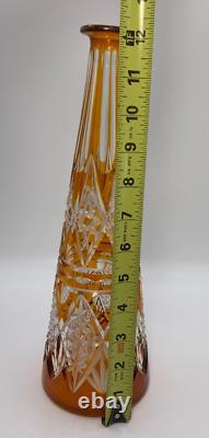 Large Orange Cut Crystal Decanter Vase Carafe Baccarat St. Louis