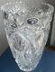 Large Pretty Thick Heavy 6.2lb Bohemian Czech Vintage Crystal Tall Vase Hand Cut