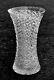 Large Signed Yasemin Cut Glass Crystal Corset Vase 13.5 Tall × 8 Opening