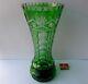 Large Vase Crystal Glas Flashed Glass Smaragd-grün Hand Cut Um 1950 G866