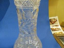 Large Vintage Brilliant Cut Crystal Glass Vase