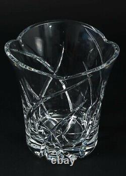 Large Vintage Clear Cut Crystal Vase Flared Top Bucket 8.5 Tall Thick Leaded