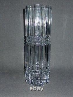 Large Vintage Deep Cut Cut Crystal Vase Fluted Round Gear Shape Hand Blown