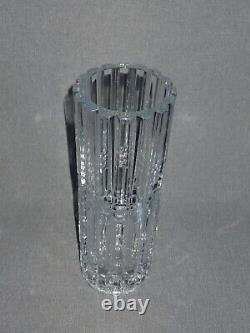 Large Vintage Deep Cut Cut Crystal Vase Fluted Round Gear Shape Hand Blown