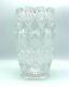 Large Vtg Crystal Cut Glass 12 Vase Geometric Patterns With Starbursts & Circles