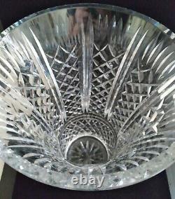 Large Waterford Clear Crystal Flared Vase Diamond Cut 10 H Signed