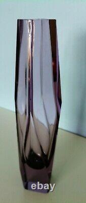 Large crystal cut Alexandrite vase Vintage Geometric mandruzzato 1