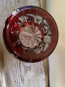 Large vintage ruby cut to clear Bohemian glass vase