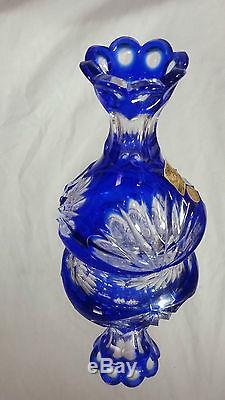 Lead Caesar Crystal Bohemian Hand Cut Cobalt Blue Vase
