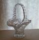 Lead Crystal Cut Glass Basket Vase Bird / Diamond / Leaf Byrdes By Hofbauer