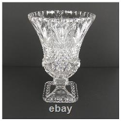 Lead Crystal Glass Vase Hand Cut 9 Tall Vintage EUC