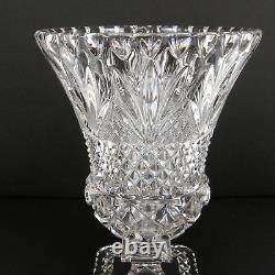 Lead Crystal Glass Vase Hand Cut 9 Tall Vintage EUC