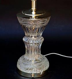Lead Cut Crystal Glass Table Lamp Vase Shape Base Lights Up! Heavy