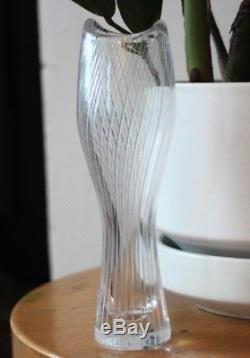 Line Cut Crystal Glass Sculpture, Tulip Vase, Tapio Wirkkala, 1950's Iittala Art