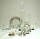 Lot 9 Vtg Sterling Silver & Crystal Glass Cut Wine Coaster Vase Gravy Boats/cup