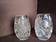 Lot Of 2 Vintage Lead Crystal Vases With Pinwheel Pattern And Etched Star Insert