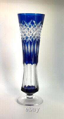 MCM Val St. Lambert Crystal Vase Cobalt Blue Cut-to-Clear 9