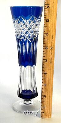MCM Val St. Lambert Crystal Vase Cobalt Blue Cut-to-Clear 9