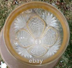 MOSER Bohemian 12.5 CUT GLASS CRYSTAL TRUMPET BUD VASE 24k Gilded Gold Trim