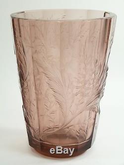 MOSER Crystal / Glass Large Art Deco Cut & Engraved Glass Vase 7 3/4