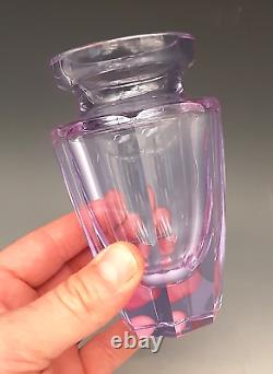 MOSER Signed Bohemian Art Glass Cut Crystal Alexandrite ETERNITY 4.75 Vase