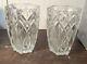 Made In France Cut Crystal Flower Vase 8in Diamond Starbursts Scalloped Flare