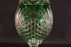Magda Nemeth Design Cut to Clear Crystal Green Vase