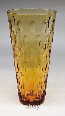 Mario Cioni Italian Crystal Vase Amber with cut teardrops