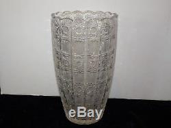Massive QUEEN LACE Cut 24% Lead Crystal Flower Vase 12 1/4 STUNNING $350 Value