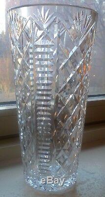 Med-Large Waterford Clare Cut Brilliant Crystal 10 Tall Vase