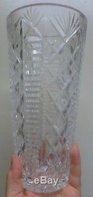 Med-Large Waterford Clare Cut Brilliant Crystal 10 Tall Vase