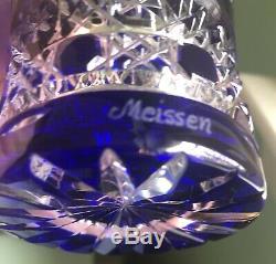 Meissen Crystal Cut Cobalt Blue Signed Glass Vase