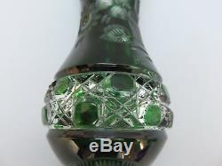 Meissen Crystal Cut To Clear Flower With London Green Vase 8 1/4 High -signed