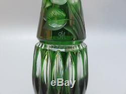 Meissen Crystal Cut To Clear Flower With London Green Vase 9 High Signed