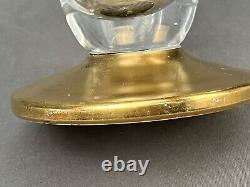Mid-Century Bohemian Diamond Cut Crystal Gilt Decorated 10 1/2 Vase