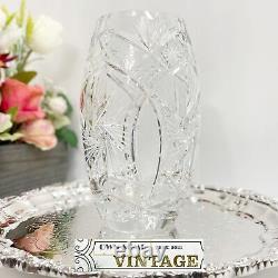 Mid Century Modern Bohemian Crystal Oval Rose Table Vase
