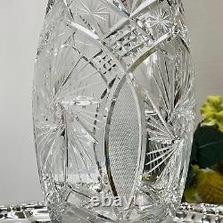Mid Century Modern Bohemian Crystal Oval Rose Table Vase