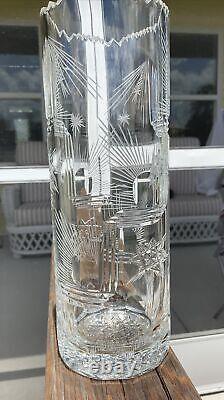 Mid Century Modern Crystal VaseAbstract DesignEUC9 3/4