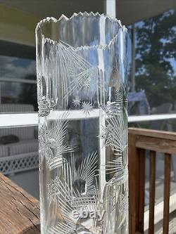 Mid Century Modern Crystal VaseAbstract DesignEUC9 3/4