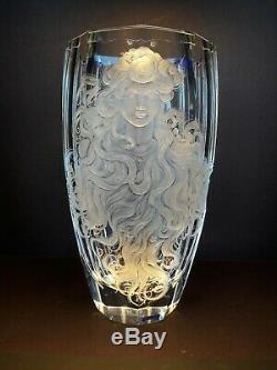 Milan Mottl Cut Crystal Medusa Vase Signed