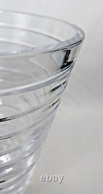 Modern Bevel Cut Block Style Ribbed 5Lb Crystal Glass 8.75 Cylinder Vase Mint
