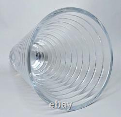 Modern Bevel Cut Block Style Ribbed 5Lb Crystal Glass 8.75 Cylinder Vase Mint